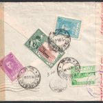 پست هوایی سانسور شده از تهران به آمریکا با لیبل پن امریکن