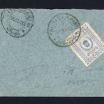 پاکت بسیار کوچک شده با تمبر 12 شاهی تاجگذاری احمد شاه