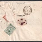 پست بانک شاهنشاهی از بیرجند به تهران با تمبرهای مخدوش شده