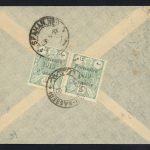 پاکت با جفت 3 شاهی موقتی 1919 و مهر بندر ناصری