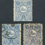 3 عدد تمبر 5شاهی شویدی 2 عدد 88 شعاعی باطل و یک عدد 124 شعاع بی باطل