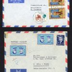 2 پاکت پست هوایی محمدرضا شاه به آلمان با تمبرهای یادگاری