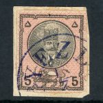 تمبر 5 شاهی نقش تمبر چهارجور روی تکه