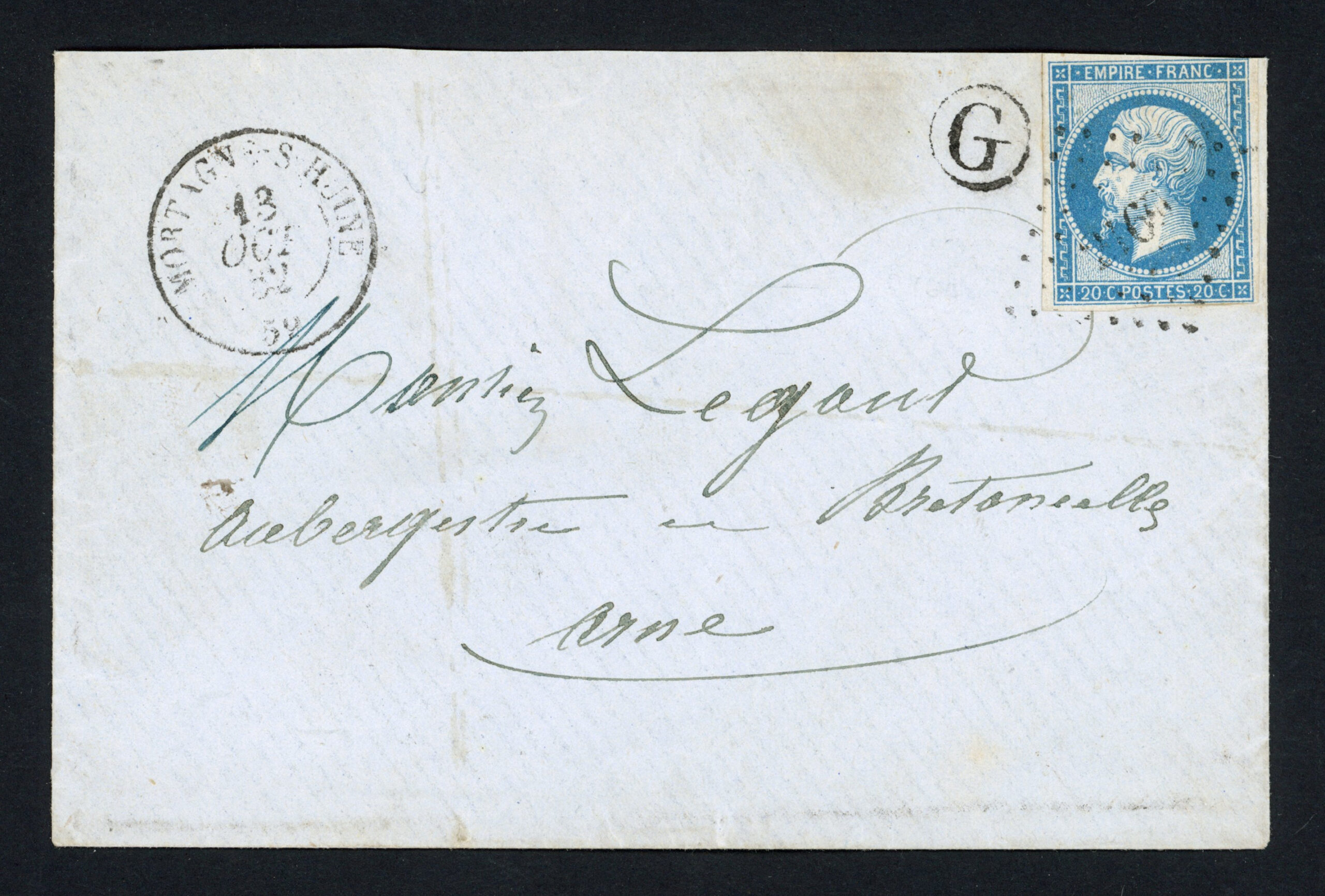پاکت اولیه فرانسه ارسال شده در سال 1862